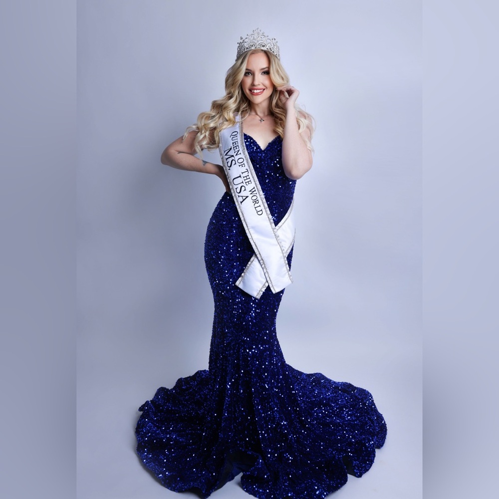 Portia and Scarlet Stunning Blue Sequin Gown